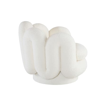 Fauteuil pivotant Serpentine blanc / Tissu bouclette - Jonathan Adler