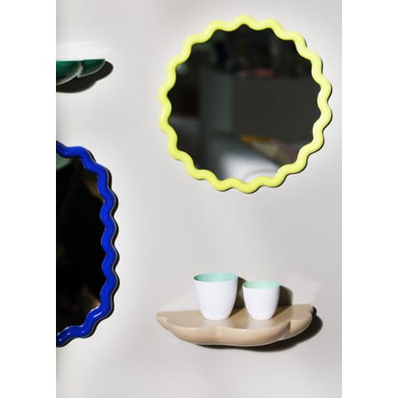 Miroir mural Zigzag jaune / Ø 35 cm - Polyrésine - & klevering
