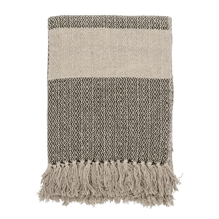 Plaid  tissu vert beige / 160 x 130 cm - Coton recyclé - Bloomingville
