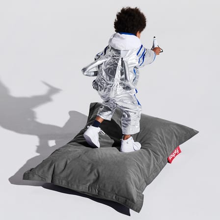 Pouf bambini Junior Canvas tessuto grigio / Riciclato - 130 x 100 cm - Fatboy