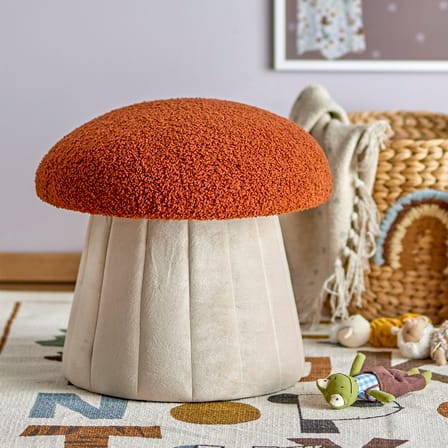 Pouf enfant Bertil tissu orange / Ø 37 x H 35 cm - Bloomingville