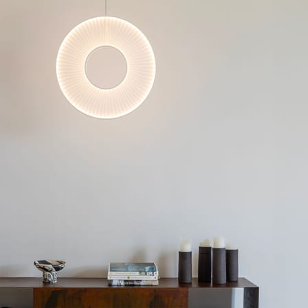 Suspension Iris Vertical tissu blanc / LED - Ø 60 cm - Dix Heures Dix