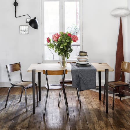 Table rectangulaire Balthazar métal noir / 150 x 75 cm - 4 à 6 personnes / Bois éco-certifié - TIPTOE