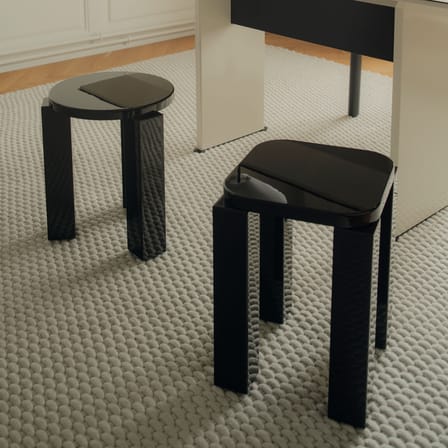 Tabouret Atlas bois noir / Rond - NEW WORKS
