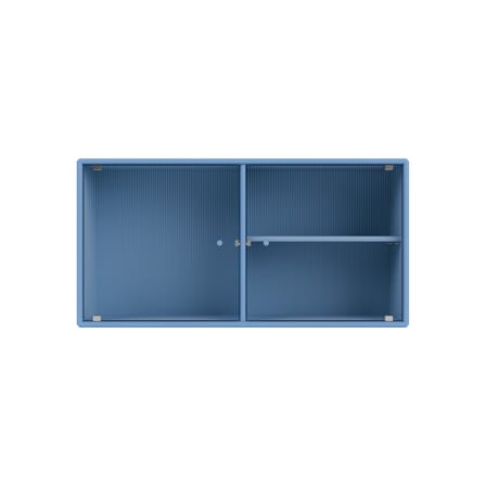 Rangement mural Ripple I bois bleu / Vitrine - L 69,6 x P 20 x H 35,4 cm / Verre ondulé - MONTANA
