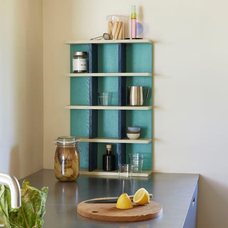 Galaxy Wall shelf wood blue / L 45 x H 70 cm - HÜBSCH