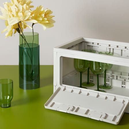 Boîte Box Medium plastique gris / 40 x 29 x H 23,7 cm - Empilable - STUDIO ABOUT