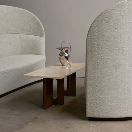 Androgyne Lounge Wood Coffee table stone beige natural wood / 120 x 45 x H 37.8 cm - Wooden base - Audo Copenhagen