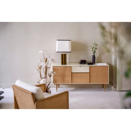 Lampe de table Elysée tissu bois jaune noir / H 71 cm - RED Edition