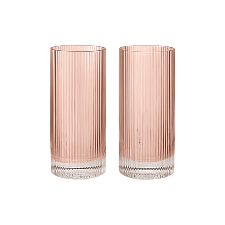 Set de 2 verres long drink Ripple verre rose / Ø 7 x H 16 cm (48 cl) - Ferm Living