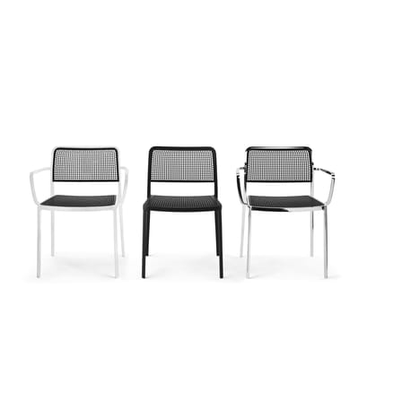 Fauteuil empilable Audrey plastique blanc / Structure aluminium poli / Seconde vie - Kartell