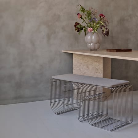 Banc Curva métal argent / Etagère - L 100 cm - AYTM