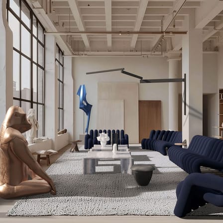 Fauteuil rembourré Extra Bold Sofa tissu bleu / Canapé modulable - L 72 cm (4 tubes) - Moustache