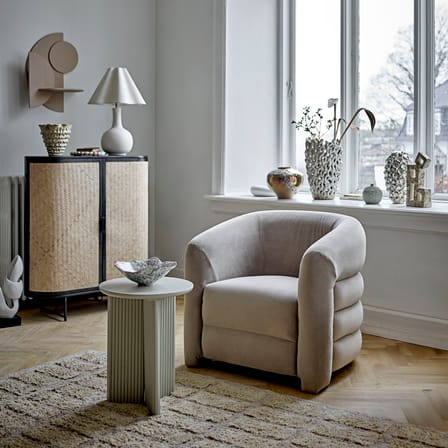Fauteuil rembourré Joel gris / Velours - Bloomingville