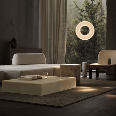 Lampadaire Iris Totem tissu blanc / LED - Ø 50 cm - Dix Heures Dix