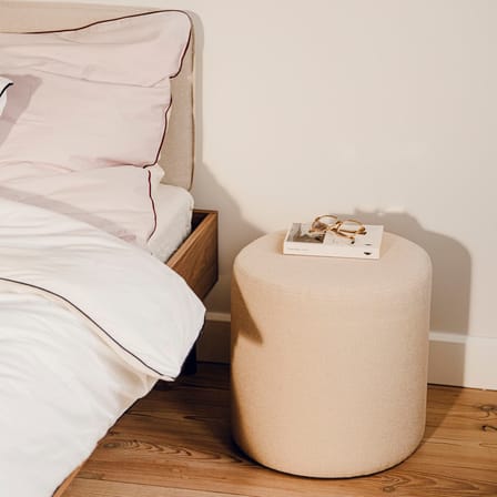 Pouf Folk Grand tessuto beige / Ø 40 x H 40 cm - NOO.MA