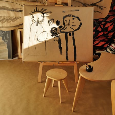 Sgabello bimbi Feve legno naturale - Ferm Living