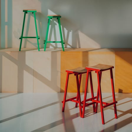 Tabouret haut Taburete 8 métal rouge / H 75 cm - Hay