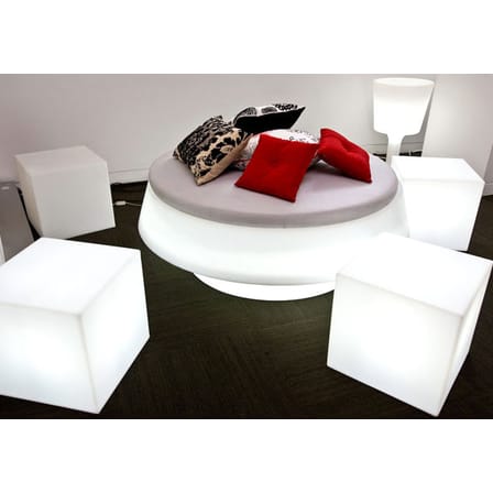 Table d'appoint lumineuse Cubo OUTDOOR plastique blanc / 43 cm - Avec câble - Slide