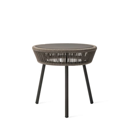 Beistelltisch Loop metall kunstfaser grau / Bespannung handgeflochtenes Polyethylen - Ø 51 cm - Vincent Sheppard