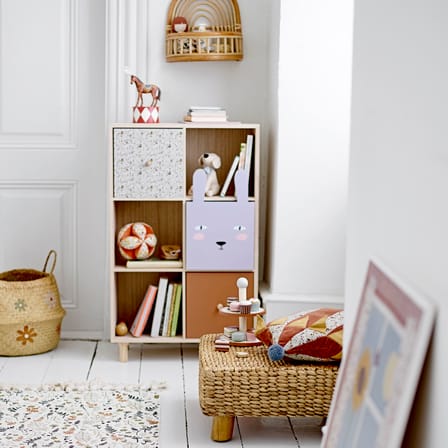 Bibliothèque Calle multicolore bois naturel / 3 tiroirs - L 55 x H 89,5 cm - Bloomingville