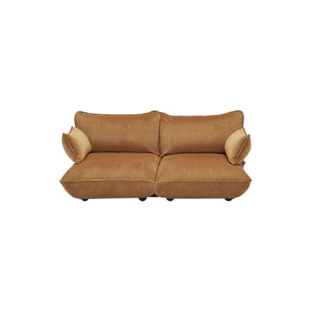 Canapé droit Sumo Medium marron / 3 places - L 210 cm / Velours recyclé - Fatboy