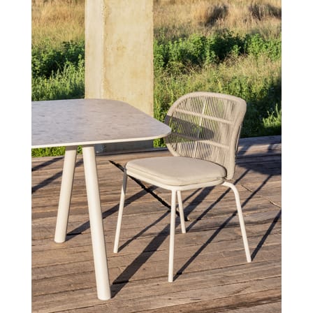 Kodo Chair synthetic fiber beige / Hand-woven acrylic cord - Fabric cushion - Vincent Sheppard