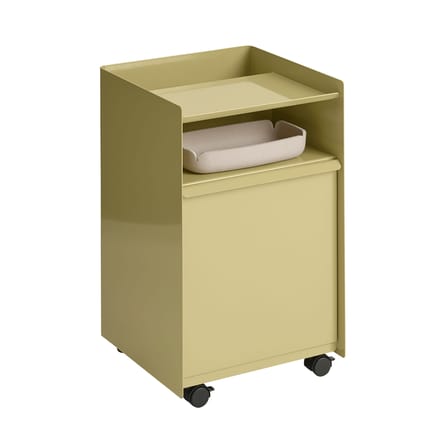 Desserte à roulettes Folded Low métal vert / 1 porte - H 61,5 cm - Muuto