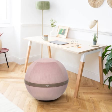 Pouf Côtelé XL rose / Ergonomique - Ø 65 cm / Velours côtelé - BLOON PARIS