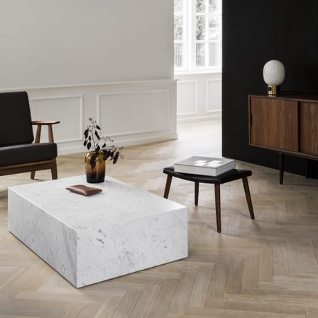 Table basse Plinth Low pierre blanc / Marbre - 100 x 60 cm x H 27 cm / Seconde vie - Audo Copenhagen