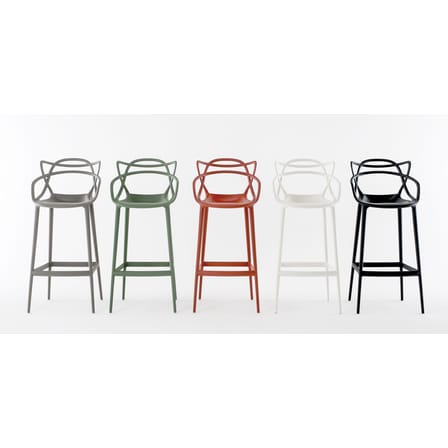 Chaise de bar Masters plastique titane / H 65 cm - Métallisée - Kartell