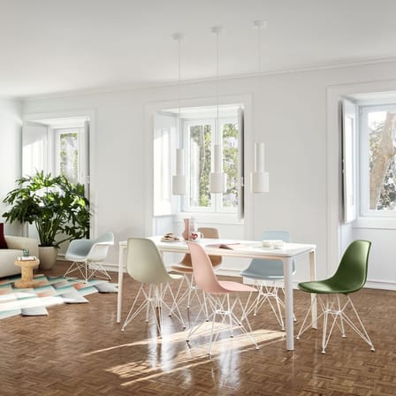 Chaise RE DSR - Eames Plastic Side Chair plastique gris / (1950) - Pieds chromés / Recyclé - Vitra