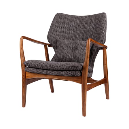 Fauteuil rembourré Peggy tissu gris bois naturel - POLSPOTTEN