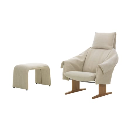 Set fauteuil & banc Bascule Highback tissu beige / Mécanisme d’inclinaison - Pieds chêne - Vitra