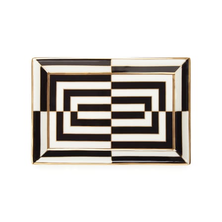 Coupelle Op Art céramique noir / Vide-poches - 18 x 13 cm - Jonathan Adler