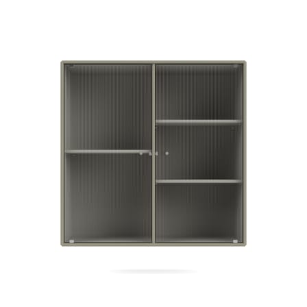 Rangement mural Ripple II bois gris / Vitrine - L 69.6 x P 30 x H 69,6 cm / Verre ondulé - MONTANA