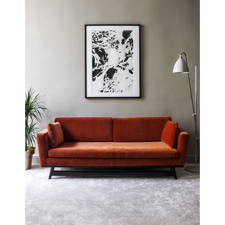 Canapé droit  tissu bleu bois naturel / L 210 cm - Velours - RED Edition