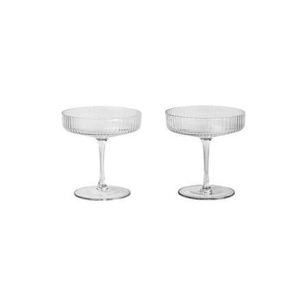 Coppa da champagne Ripple vetro trasparente / Set da 2 - Vetro soffiato a bocca - Ferm Living