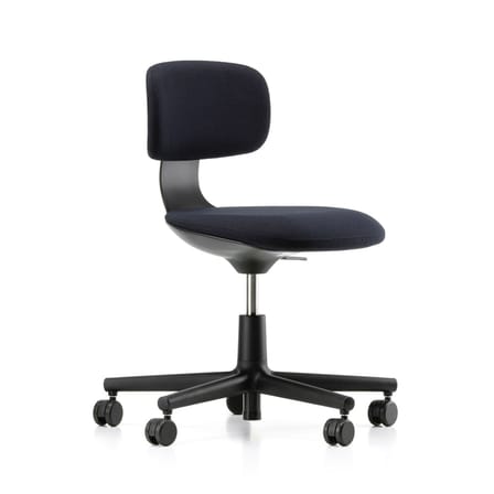 Fauteuil à roulettes Rookie tissu noir / H 39 à 51 cm - Vitra