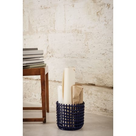 Korb Ceramic Large keramik blau / Ø 23,5 x H 21 cm - Handgefertigt - Ferm Living