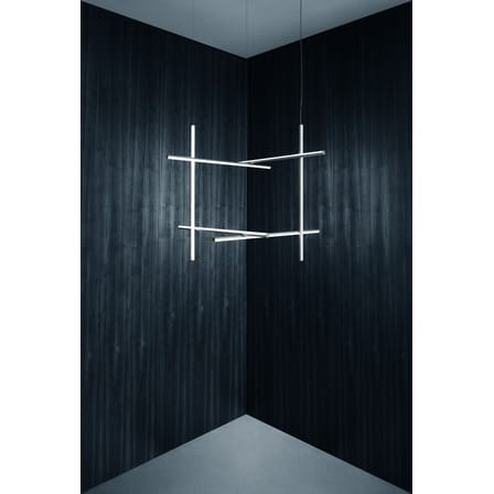 Suspension Coordinates S3 gris argent métal LED / L 78 x H 78 cm - Flos
