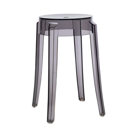 Tabouret empilable Charles Ghost plastique gris H 46 cm - Kartell
