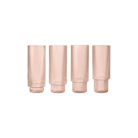 Set de 4 verres long drink Ripple verre rose / Ø 6 x H 14 cm (30 cl) - Ferm Living