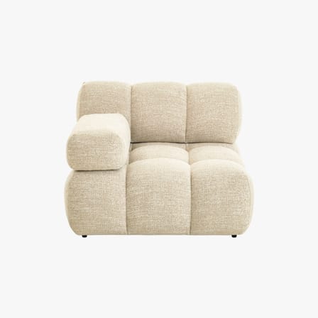 Gepolsterter Sessel Waffle textil beige / Sofa modulierbar – Austauschbare Armlehne - NV GALLERY