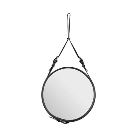 Adnet Wall mirror leather black Ø 45 cm - Gubi