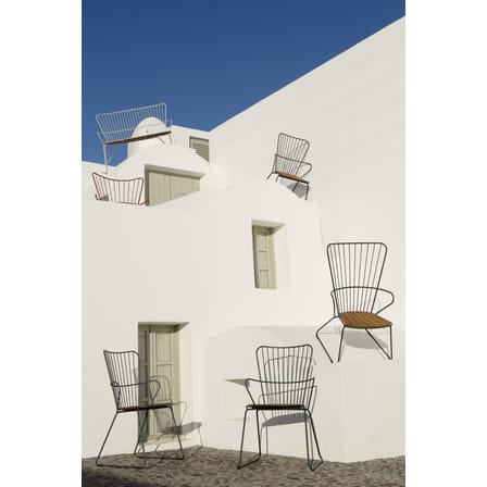 Fauteuil bas Paon métal noir bois naturel / bambou - Houe