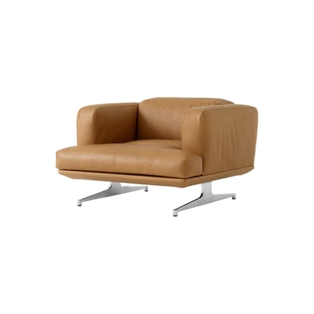 Fauteuil rembourré Inland AV21 cuir marron - &tradition