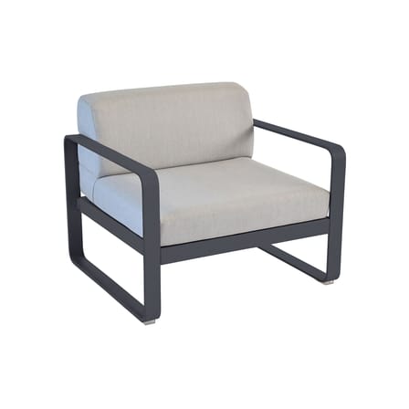 Gepolsterter Sessel Bellevie Lounge metall textil grau schwarz / Bezug grau - Fermob