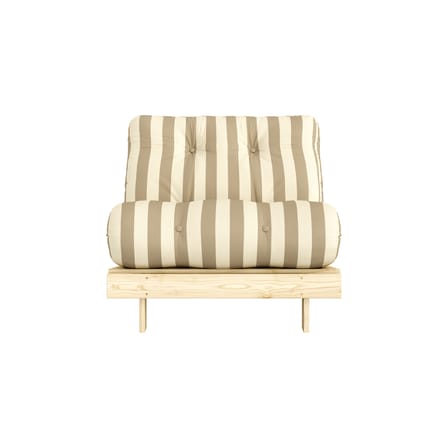 Fauteuil convertible Roots tissu beige / Dormeuse & lit d'appoint - 3 positions / Structure pin clair - KARUP