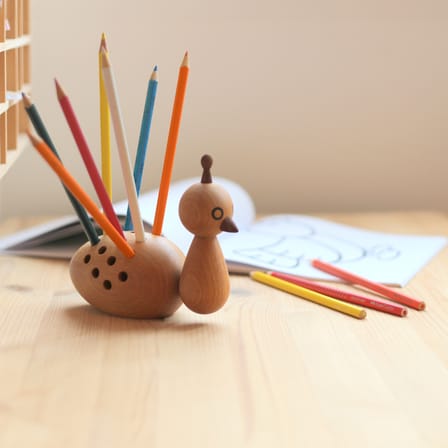 Porte-crayons Peacock bois naturel / 24 crayons inclus - EO